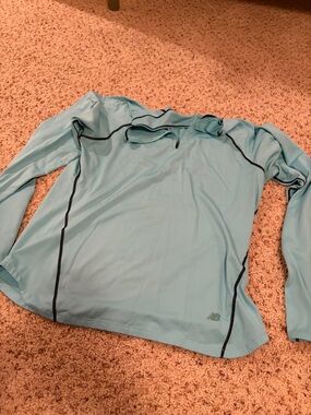 New Balance Light Blue Pullover Hoodie with Contrast Stitching